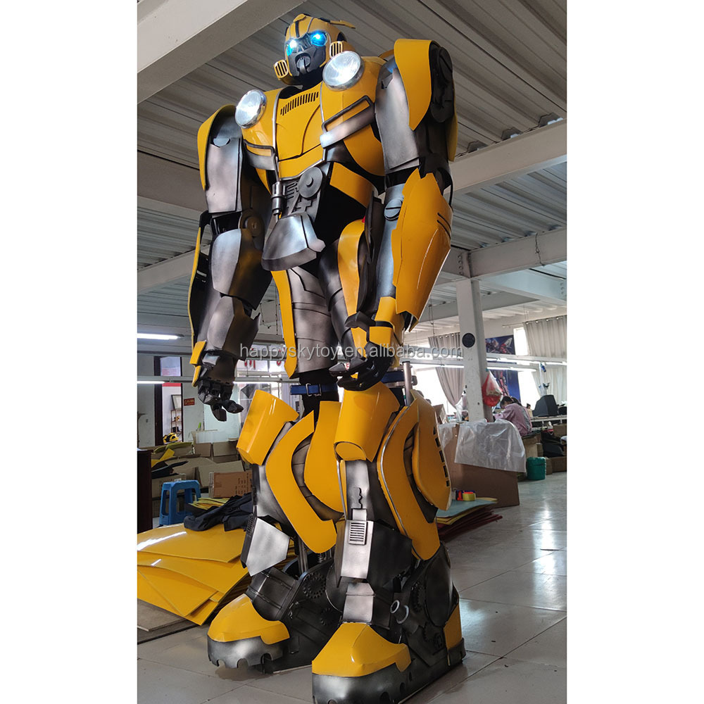 Wholesale Giant Wearable LED parade decoration yellow walking puppet transform car Robot Costume