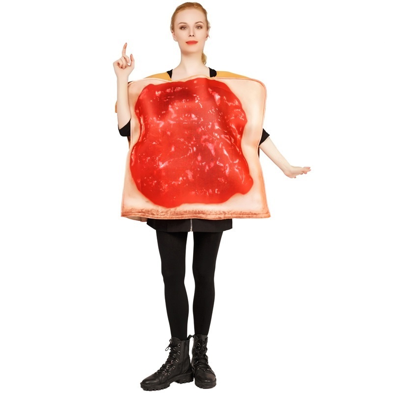 Adult Couple Jam Toast and Peanut Butter Toast Costumes Fancy Dress Women Men Cosplay Funny Sandwich for Halloween Purim Lover