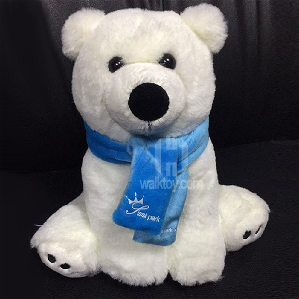 wholesale White Plush Stuffed Polar Bear Toy with Scarf