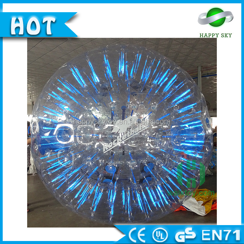 Lighted body zorb ball suit for inflatable shiny balls