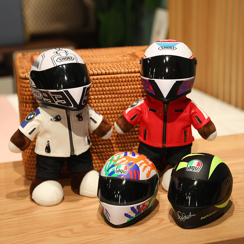 Creative Motorcycle Teddy Bear Plush Toys Stuffed Bear with Helmet Jacket Clothes Plush Dolls