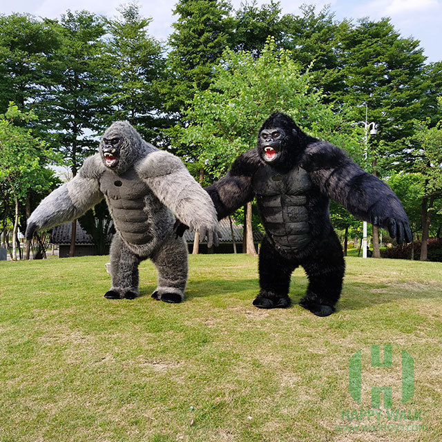 Inflatable King Kong Costume for Adult Halloween Plush Furry Mascot animal Carnival Dress Suit Fur Gorilla Costume