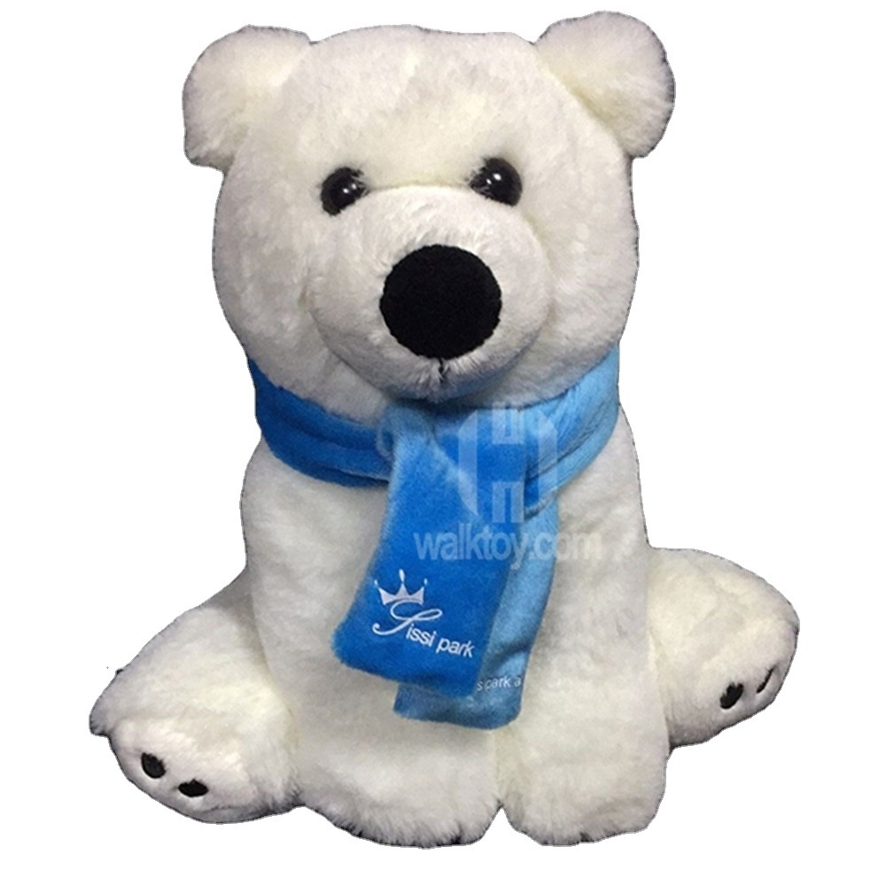 wholesale White Plush Stuffed Polar Bear Toy with Scarf