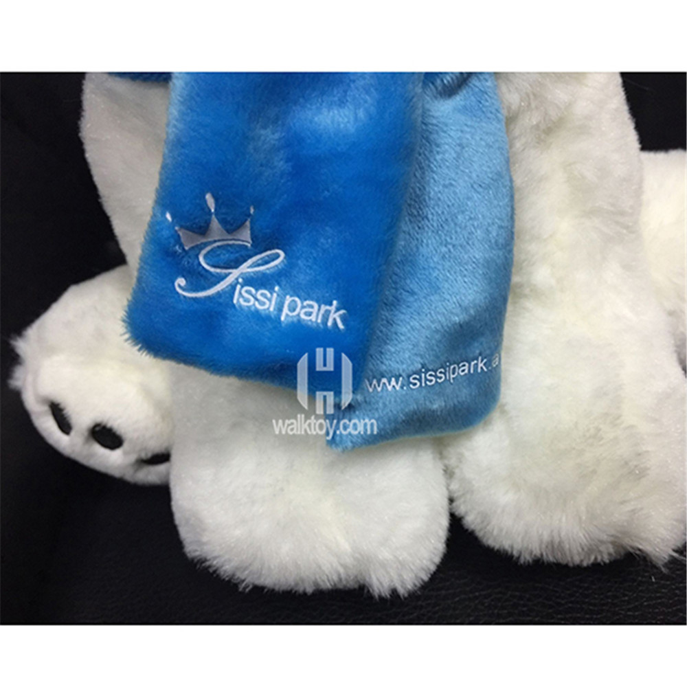 wholesale White Plush Stuffed Polar Bear Toy with Scarf