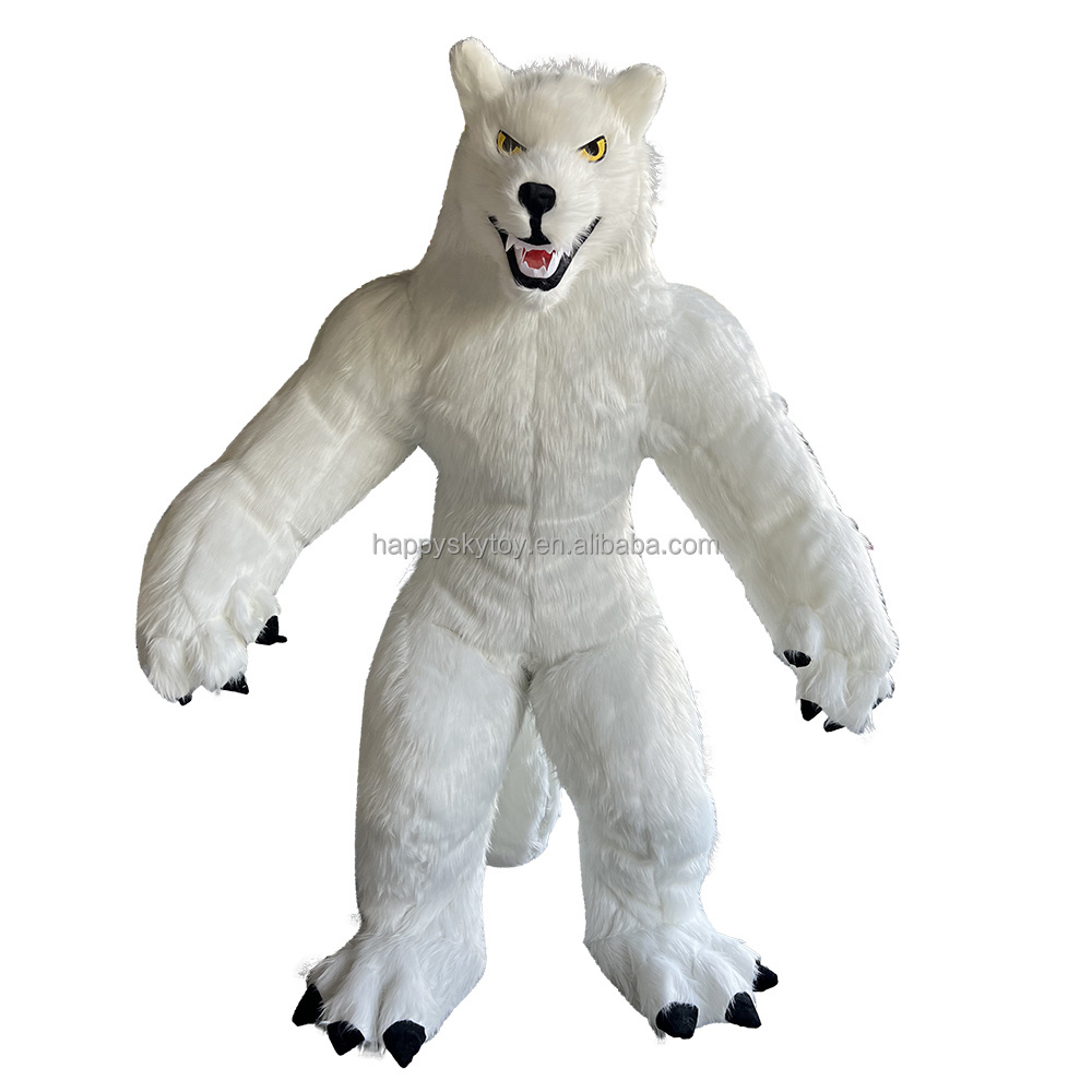 2m/2.6m/3m New Party Blower Up Cloth Custom Animal White Wolf Inflatable Mascot Costume