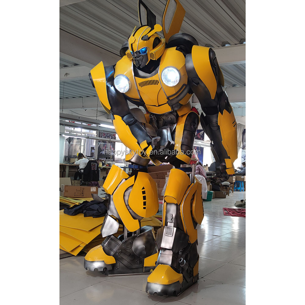 Wholesale Giant Wearable LED parade decoration yellow walking puppet transform car Robot Costume