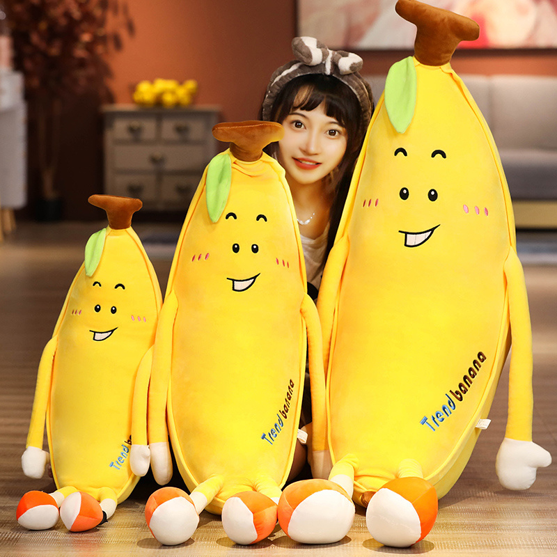 80-130cm Giant Yellow Blue Banana People Plush Toy Banana Man Dolls Birthday Present for Child Kids Baby Gift