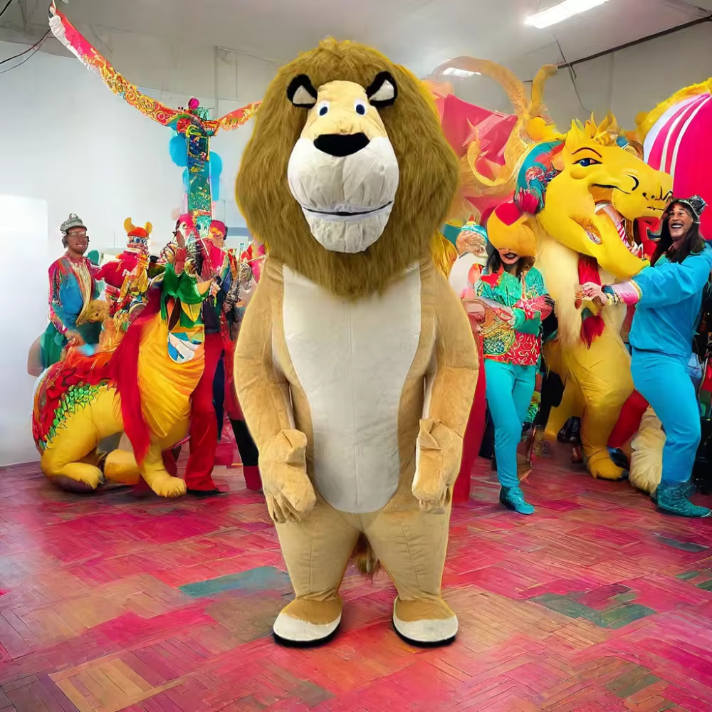 Hot Selling Easter Holiday Inflatable Chinese Lion and Dragon King Mascot Costume Adult Inflatable Animal Costumes for Parties