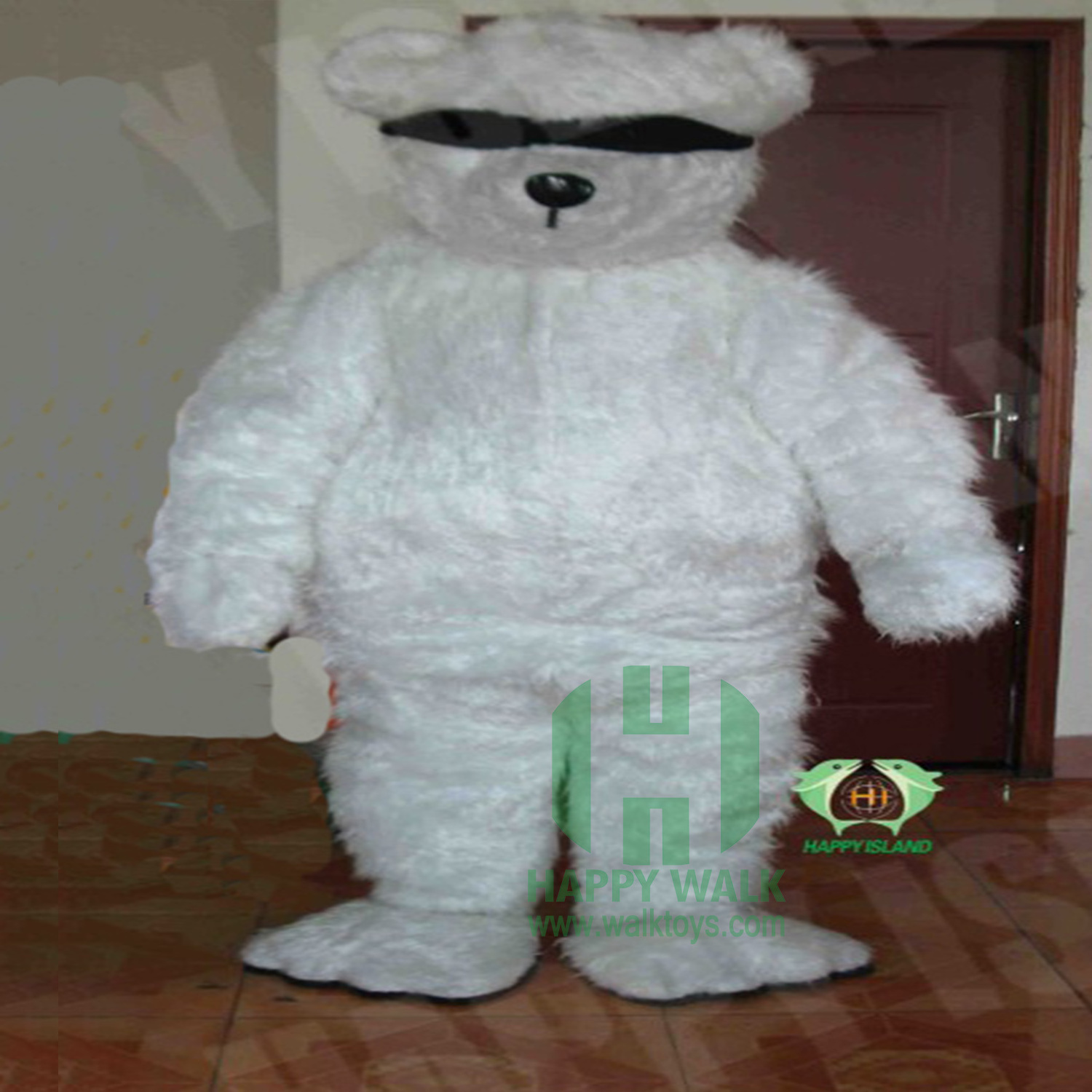 madagascar mort plush toy stuffed toy sunglasses white bear mascot costume custom palm plush toy custom mascot