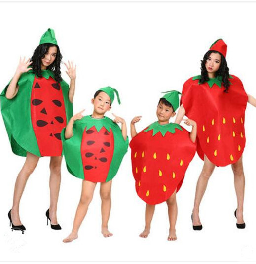 Kids Halloween Party Children's Day Cartoon Fruit Vegetable Costume Cosplay Clothes Pumpkin Banana Boy Girl Family party costume