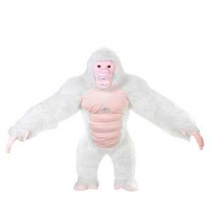 Adult Halloween Plush Furry Party King Kong Animal Carnival Dress Suit Fur White Gorilla Inflatable Mascot Costume