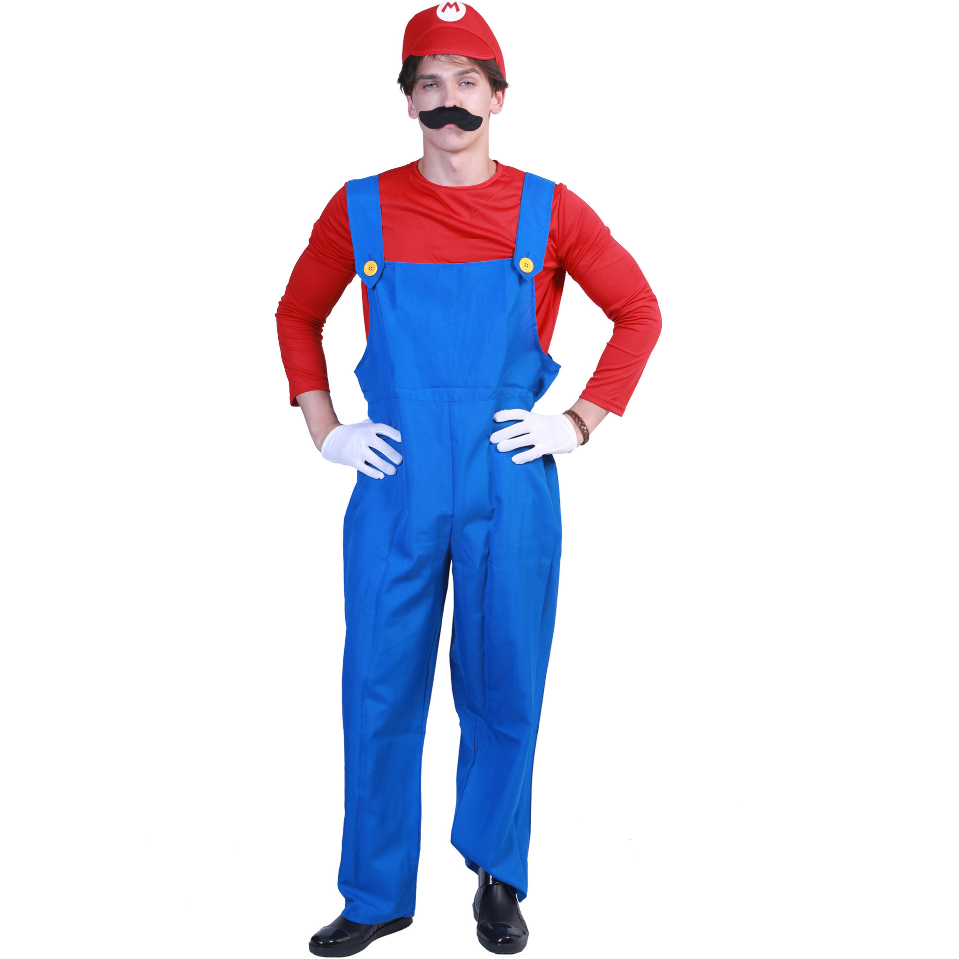 Adult men an women Super Mario Female Luigi fancy dress outfit costume with hat