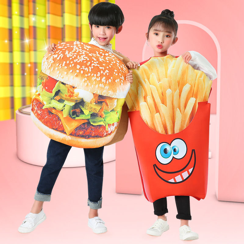 Halloween Costumes Children Creative Performance Costume Kindergarten Food Fruit Burger French Fries Cosplay Costumes