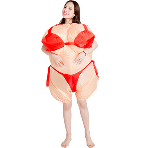 Mascot  Costume Beautiful Women Fat Hawaiian Bikini Inflatable Costumes Halloween Cosplay Cartoon Mascot