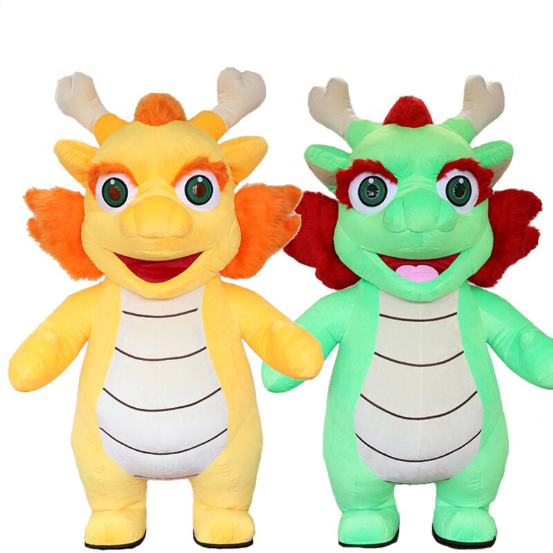 Classic Inflatable Dinosaur Costume Green Orange 2m/2.6m/3m New Design Dragon Inflatable Mascot Costume