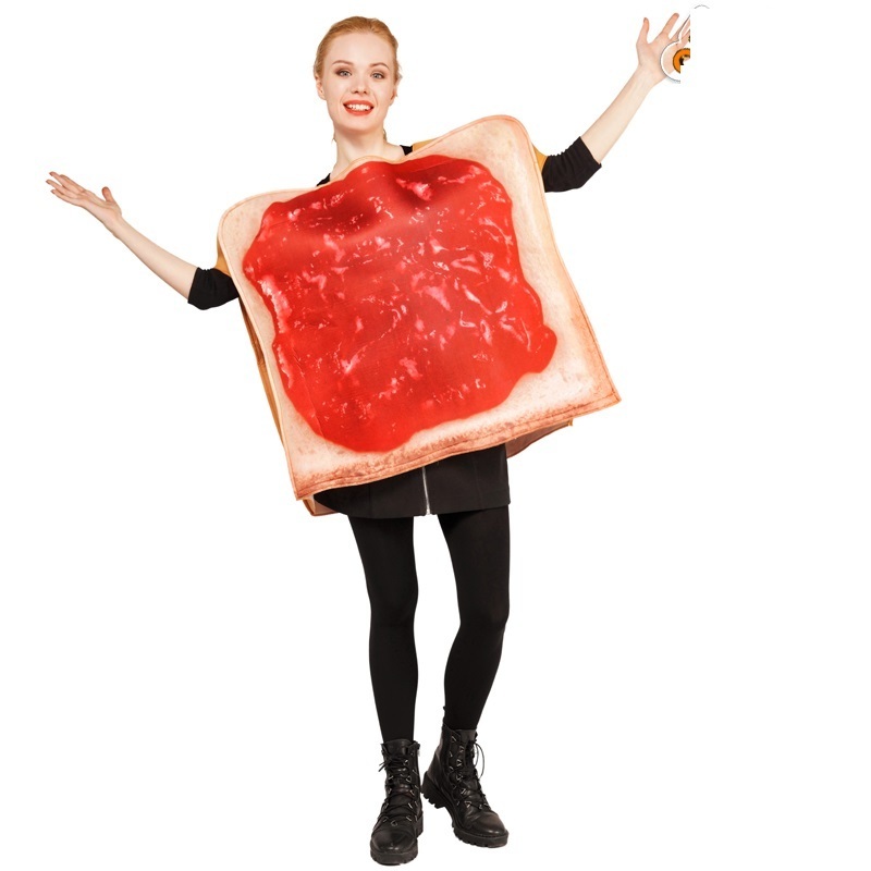 Adult Couple Jam Toast and Peanut Butter Toast Costumes Fancy Dress Women Men Cosplay Funny Sandwich for Halloween Purim Lover