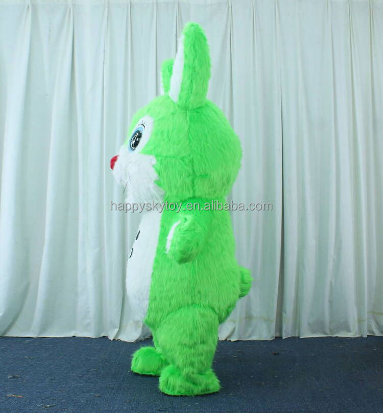 Hot sale inflatable rabbit mascot costume long hair custom 2m/2.6m/3m panda tiger polar bear inflatable costume for party