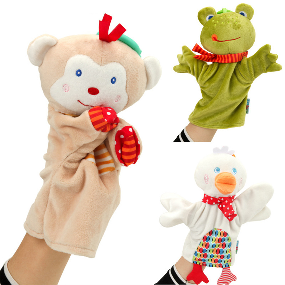 Cartoon Monkey Animal Finger Puppet Duck Plush Toys Puppet Frog Figurine Child Baby Favor Doll Tell Story Props Educational Toys