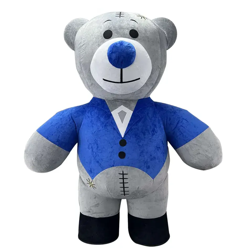 2m 2.6m Inflatable blue teddy bear panda Mascot Costume Animal Cosplay Funny Costume Plush Material Costume For Christmas