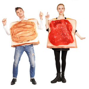 Adult Couple Jam Toast and Peanut Butter Toast Costumes Fancy Dress Women Men Cosplay Funny Sandwich for Halloween Purim Lover