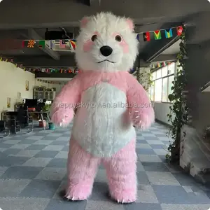 Custom Giant Pink Panda Costume Unisex Inflatable Cotton PVC Material Cartoon Mascot for Parties Hand-Drawn Printing Adults