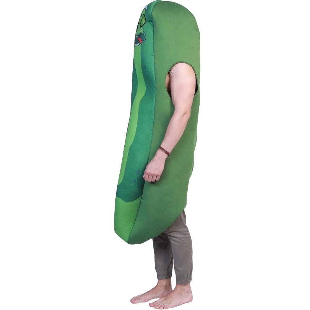 Low price Halloween Carnival party fancy dress funny adult man Cucumber costume mascot for men jumpsuit