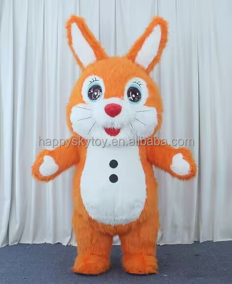 2.6 meter Hot Sale 2023 green and orange Giant inflatable easter bunny costume for adult