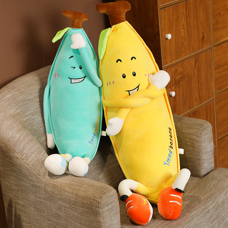 80-130cm Giant Yellow Blue Banana People Plush Toy Banana Man Dolls Birthday Present for Child Kids Baby Gift