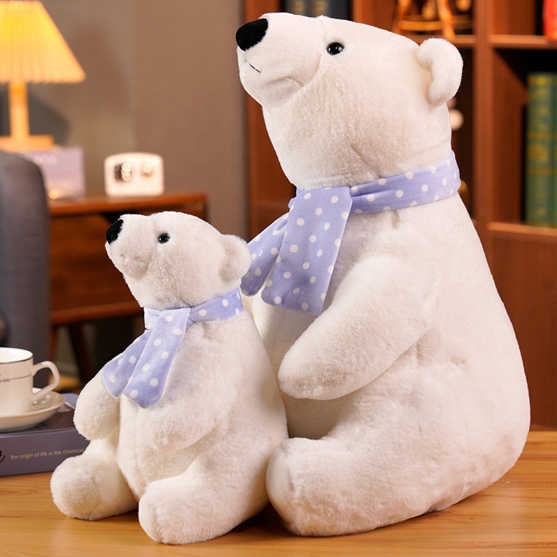 Manufacturer wholesale cute polar bear plush toys scarf cute bear doll