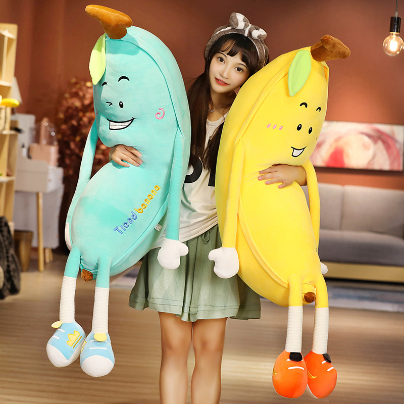 80-130cm Giant Yellow Blue Banana People Plush Toy Banana Man Dolls Birthday Present