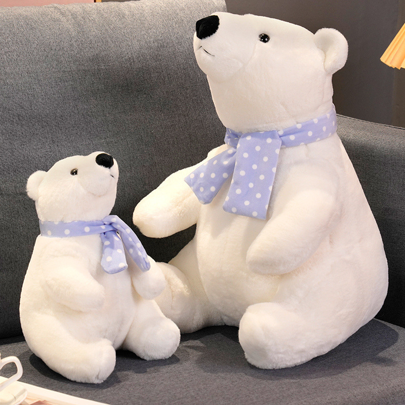 Manufacturer wholesale cute polar bear plush toys scarf cute bear doll