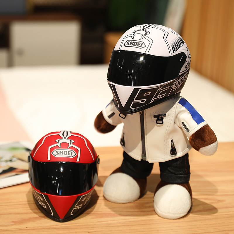 Creative Motorcycle Teddy Bear Plush Toys Stuffed Bear with Helmet Jacket Clothes Plush Dolls