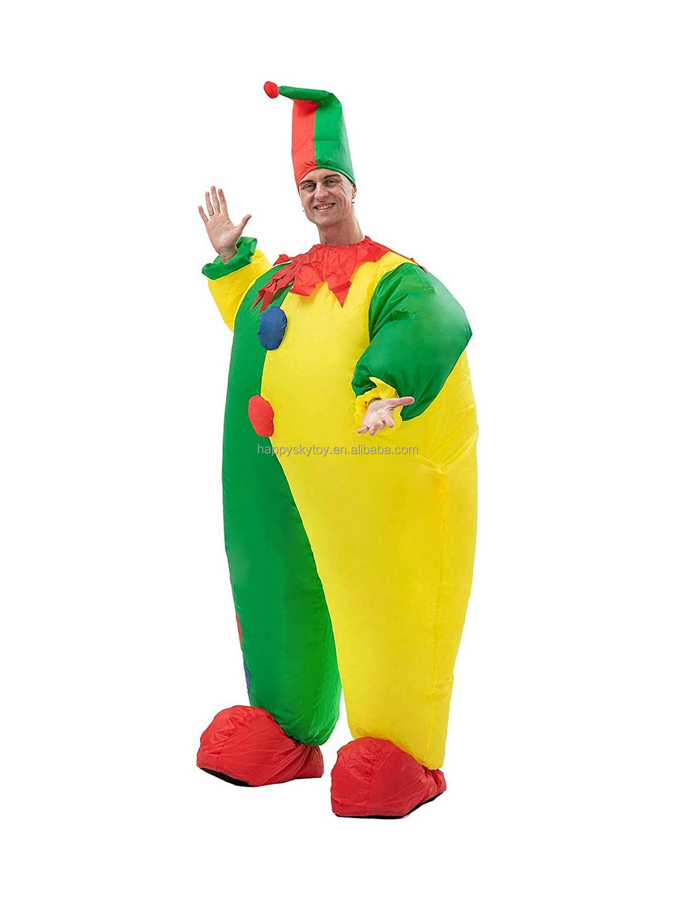 Unisex Funny Yellow Red Green Clown Costume for Adults Halloween Easter Anime Theme Inflatables for Walking at Parties