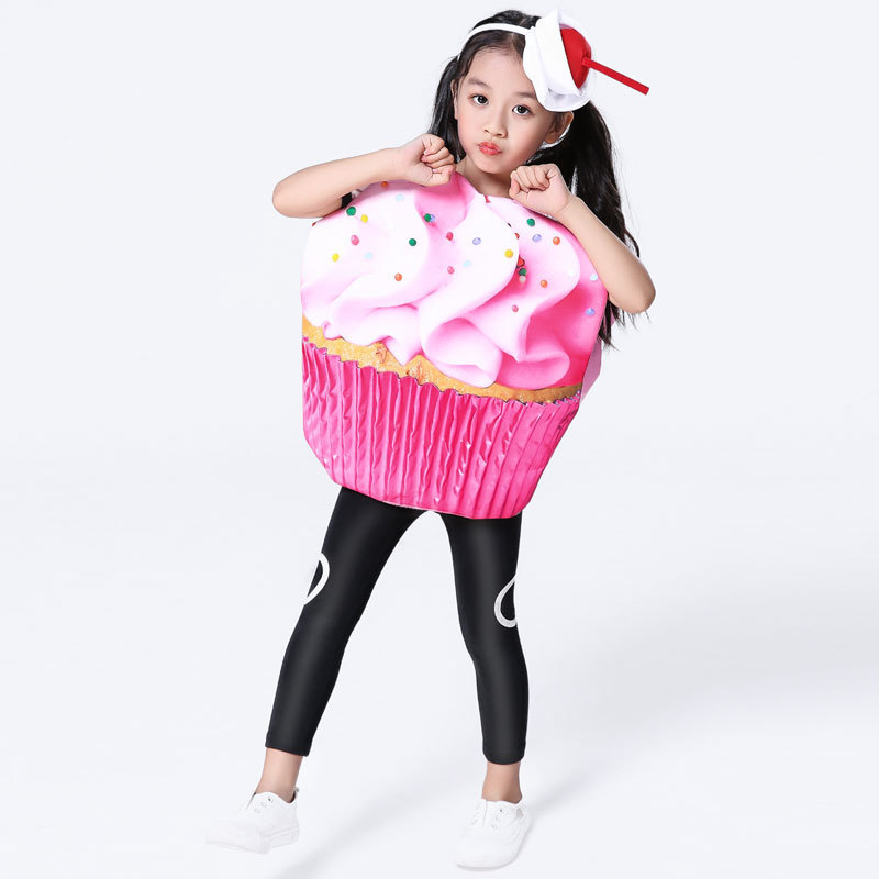 Cosplay Halloween Kids Cupcake Party Costume Fancy Dress Up Double Sided Ice Cream Costumes For Unisex Child Girls