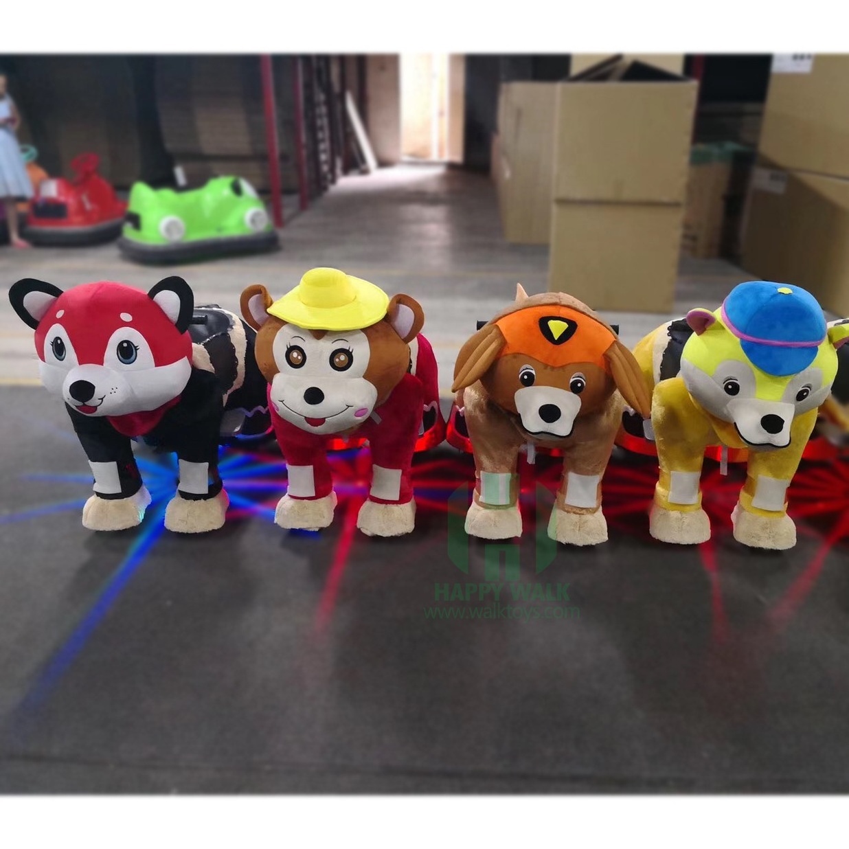 Kids Electric battery operate spotlight animal scooters motorized plush riding animals