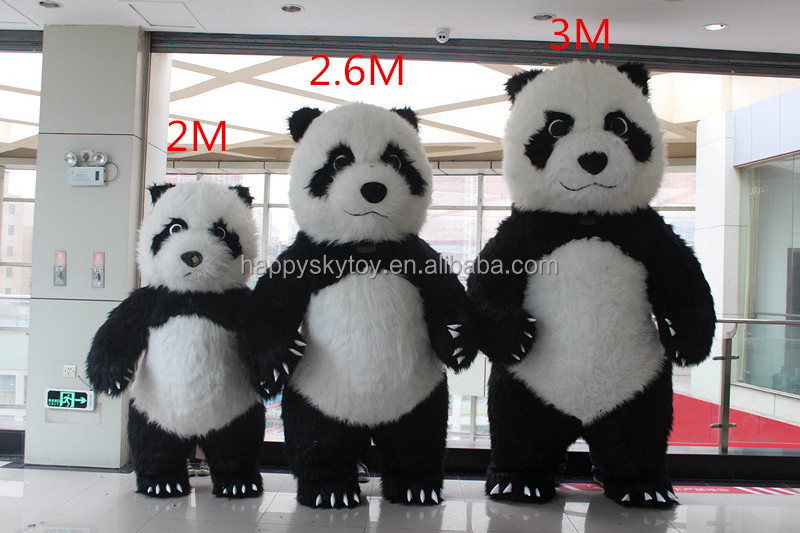 2m 2.6m Inflatable blue teddy bear panda Mascot Costume Animal Cosplay Funny Costume Plush Material Costume For Christmas