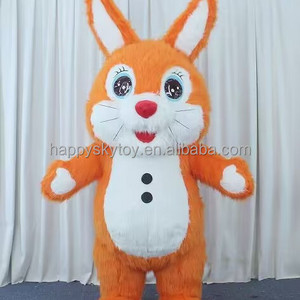 Hot sale inflatable rabbit mascot costume long hair custom 2m/2.6m/3m panda tiger polar bear inflatable costume for party