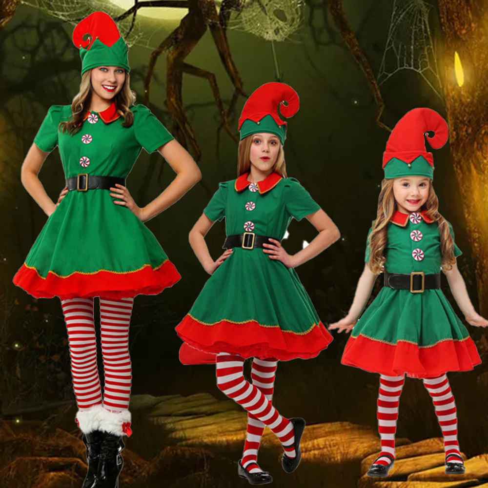 Cosmask Santa Claus Costume Men Women Girls Boys Christmas Clothes Costume Cosplay