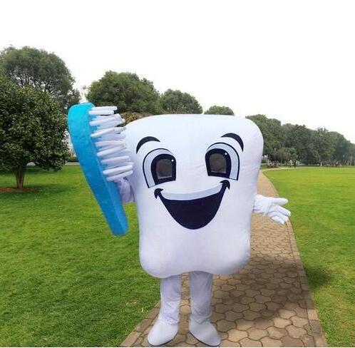 a pair of healthy tooth mascot costume adult size cartoon girl/boy teeth mascotte dentist advertising fancy dress