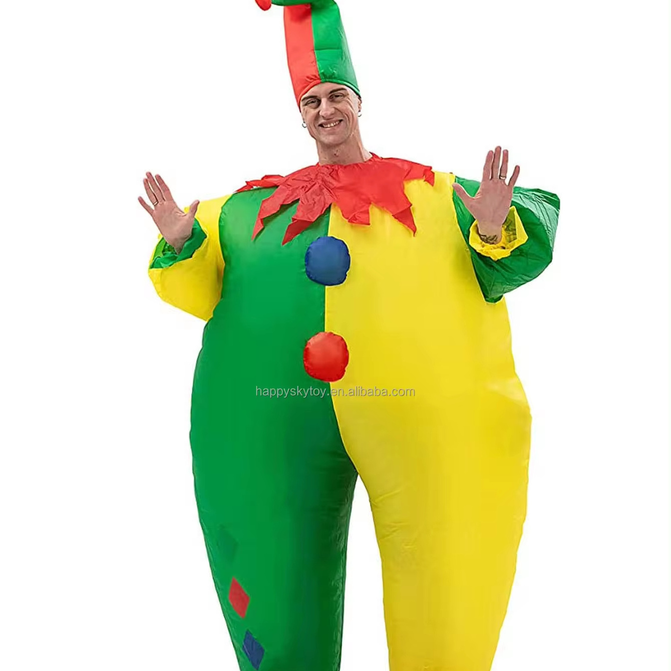 Unisex Funny Yellow Red Green Clown Costume for Adults Halloween Easter Anime Theme Inflatables for Walking at Parties