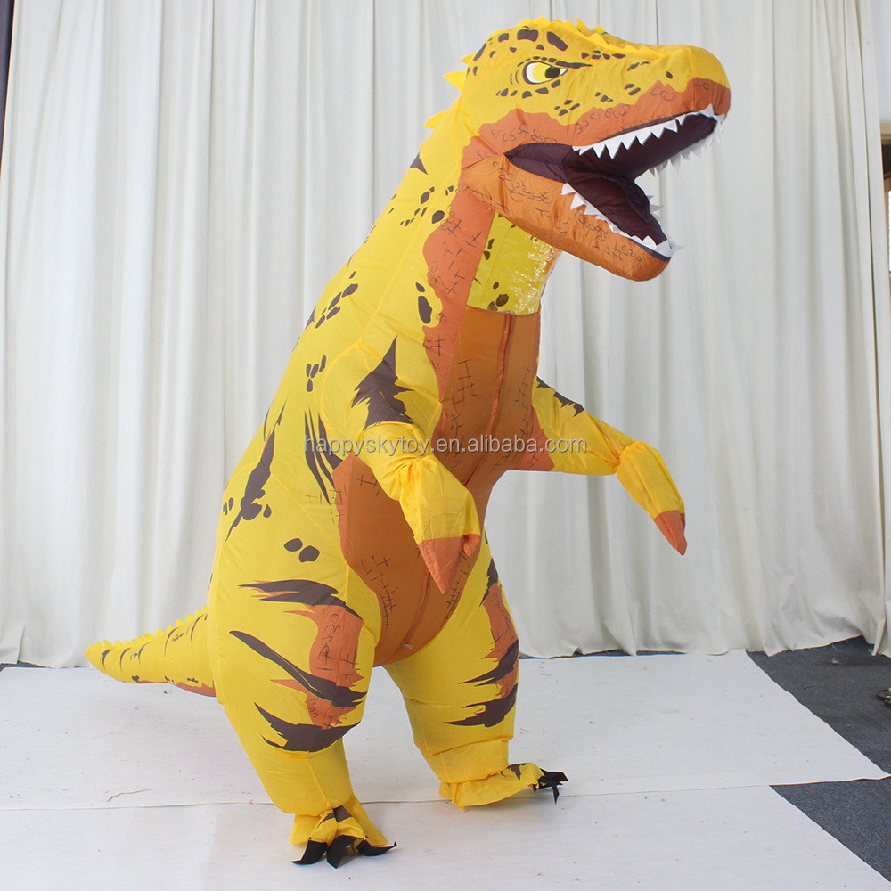 Halloween Event Festive Unisex Anime Red Yellow Blue Dinosaur Inflatable Costume Furry Dress for Party Carnival