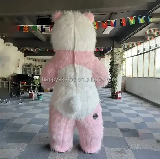 Custom Giant Pink Panda Costume Unisex Inflatable Cotton PVC Material Cartoon Mascot for Parties Hand-Drawn Printing Adults