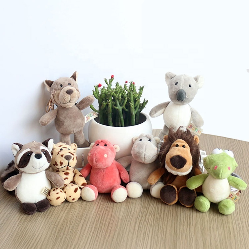 Cute Animal Plush Keychain 15Cm Turtle Elephant Tiger Lion Hippo Raccoon Bulldog Bulldog Cat Penguin Monkey Keychain