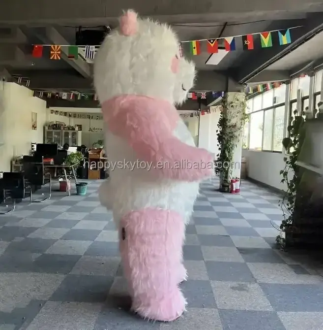 Custom Giant Pink Panda Costume Unisex Inflatable Cotton PVC Material Cartoon Mascot for Parties Hand-Drawn Printing Adults