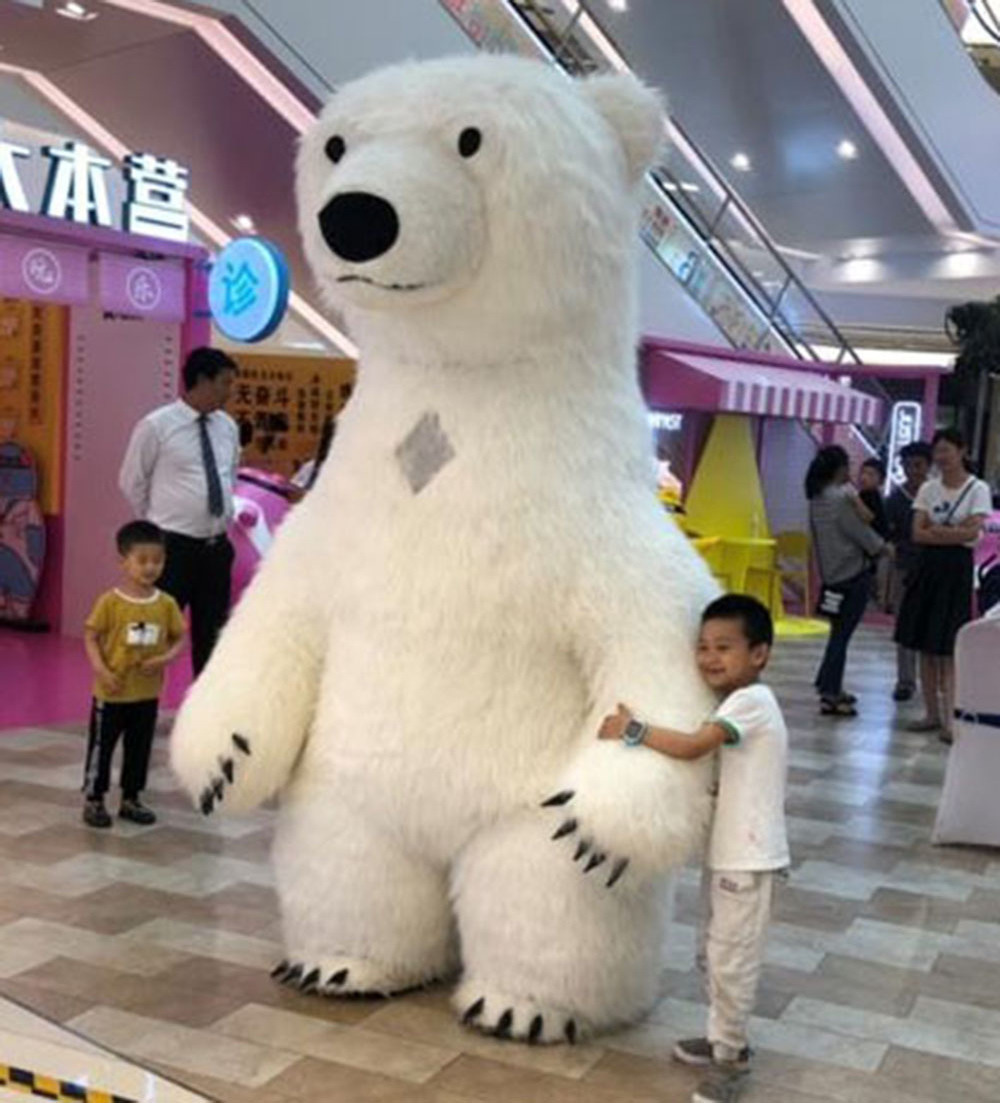 10ft Giant Inflatable Polar Bear Mascot Costume Adult Blow Up Fur Plush Mascot Suit