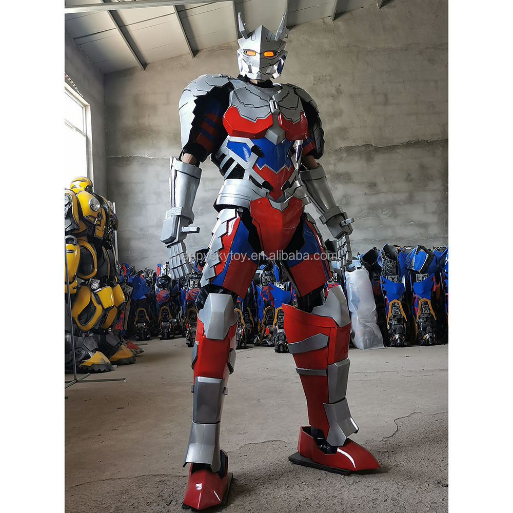 Factory customized hot sale wearable adult men street show stilts giant EVA LED robot costume party performance suit