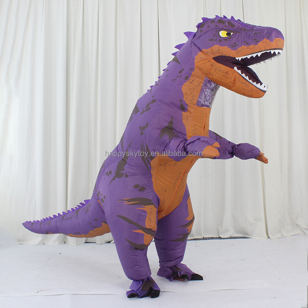 Halloween Event Festive Unisex Anime Red Yellow Blue Dinosaur Inflatable Costume Furry Dress for Party Carnival