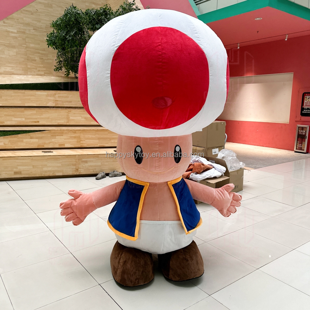 New design custom funny white monster mascot costumes lively red mushroom inflatable mascot costume