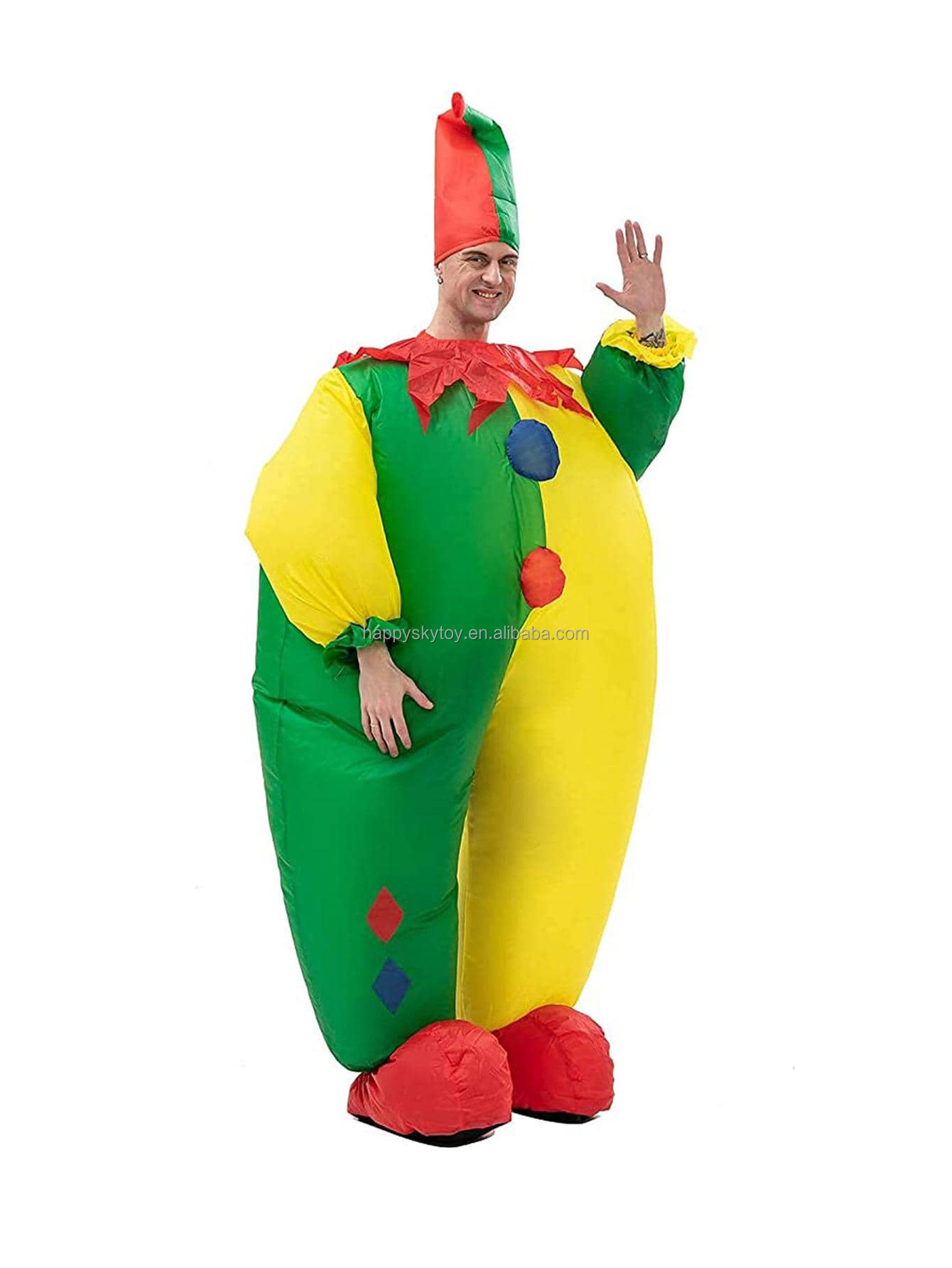 Unisex Funny Yellow Red Green Clown Costume for Adults Halloween Easter Anime Theme Inflatables for Walking at Parties