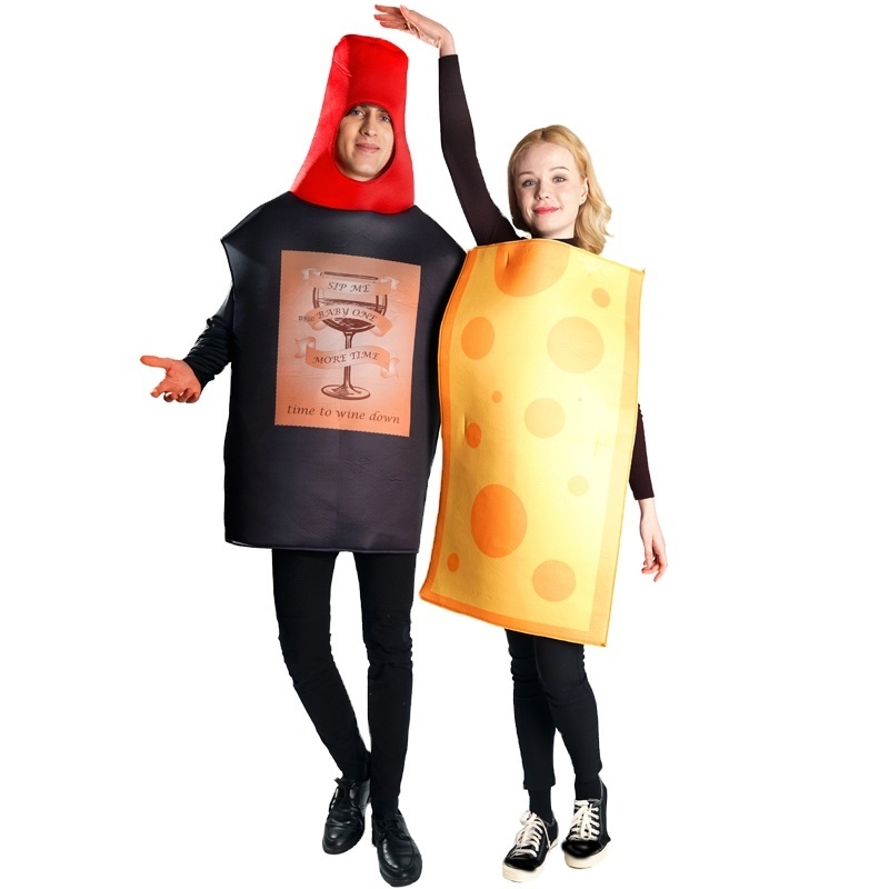 Adult Couples Cheese Beer Bottle Costume Women Men Halloween Cosplay Costumes Fancy Dress Funny Unisex Suit Mascot